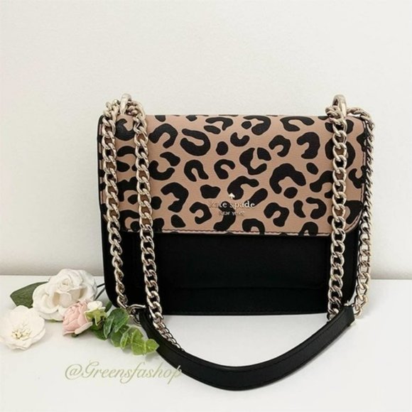 kate spade Handbags - Kate spade purse remi flap chain crossbody bag leopard leather new